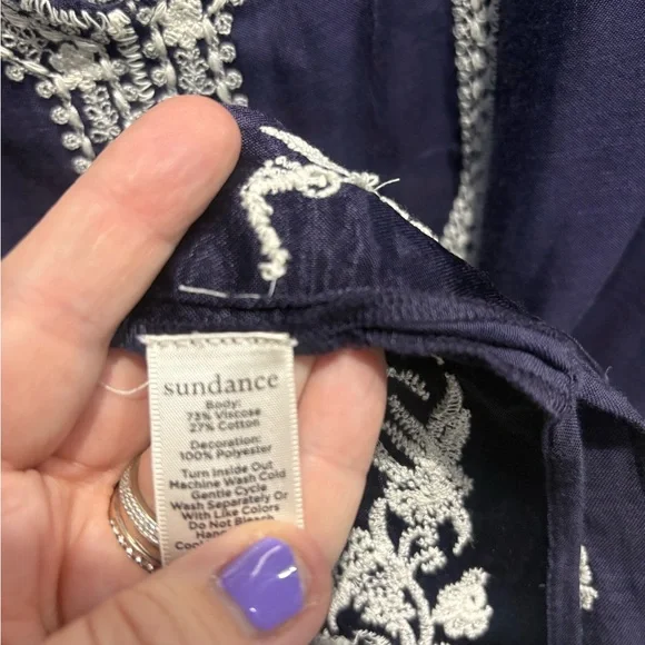 Sundance Evening Tide Navy & White
Embroidered Tassel Tunic Dress Cover- Up - Picture 5 of 7